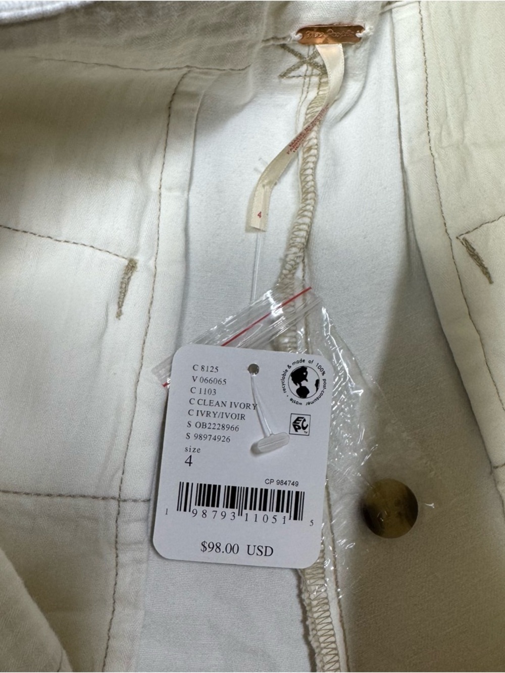 NWT New $98 Free People Sadie A-Line Long Shorts In Clean Ivory Size 4 - Picture 6 of 10